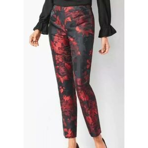 RSVP by Talbots Hampshire Red-Black Painterly Floral Sophisticated Ankle Pants 4